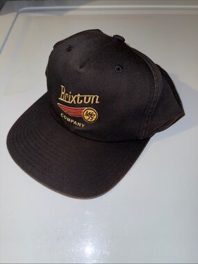 Vintage Brixton Black Cap with Gold and Red Embroidered Logo